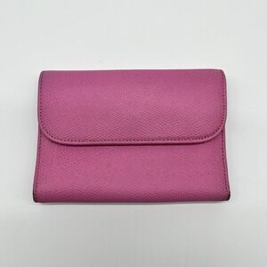 Vintage Pink Calf Leather Handmade Florence Wallet Billfold Coin Tri Fold